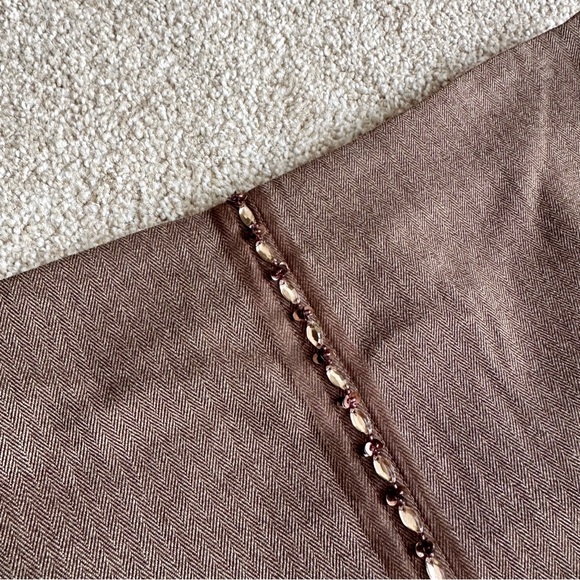 Bebe Vintage Deadstock Chocolate Brown Pencil Flare Skirt with Lace Hem Size 8 - Picture 2 of 4